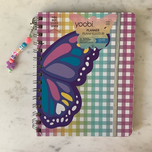 Yoobi Hard Cover Spiral Butterfly Theme Undated Planner with “Love” Keychain - Picture 3 of 16